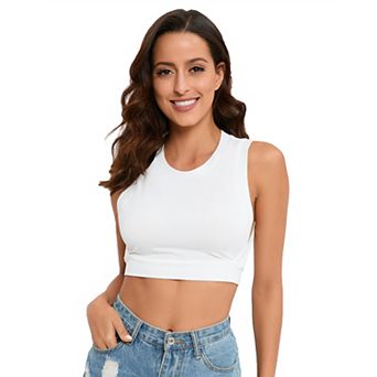 Womens Basic Sleeveless Tank Tops Bustier Crop Top Bustier Ribbed Fitted Cropped Tank