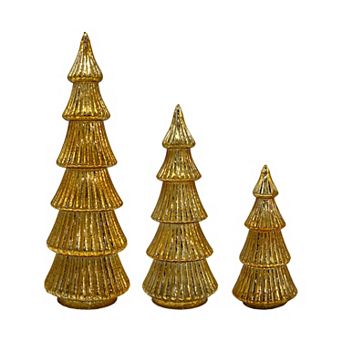 LumaBase Luminarias 3 pc Battery-Operated Gold Trees Table Decor Set