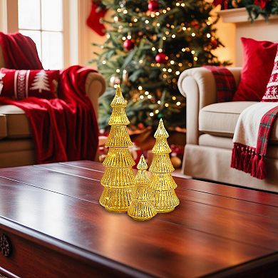 LumaBase Luminarias 3-pc. Battery-Operated Gold Trees Table Decor Set
