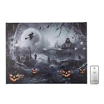 LumaBase Luminarias Spooky Halloween Night Battery-Operated Lighted Wall Art