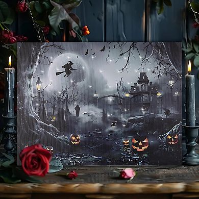 LumaBase Luminarias Spooky Halloween Night Battery-Operated Lighted Wall Art