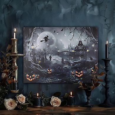 LumaBase Luminarias Spooky Halloween Night Battery-Operated Lighted Wall Art
