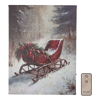LumaBase Luminarias Winter Sleigh Lighted Wall Art