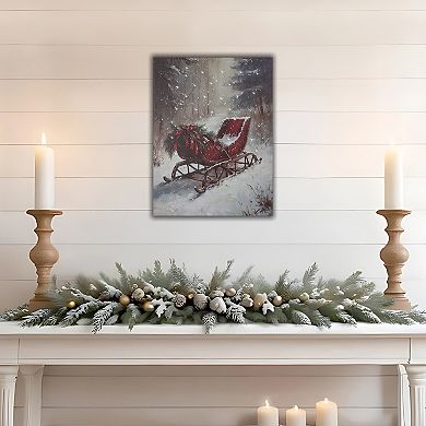 LumaBase Luminarias Winter Sleigh Lighted Wall Art