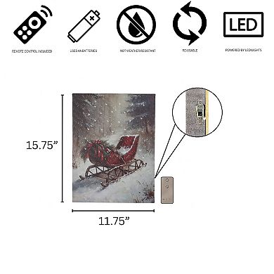 LumaBase Luminarias Winter Sleigh Lighted Wall Art
