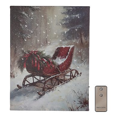 LumaBase Luminarias Winter Sleigh Lighted Wall Art