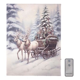 LumaBase Luminarias Reindeer Sleigh Ride Lighted Wall Art