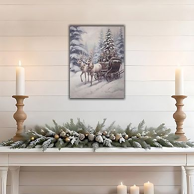 LumaBase Luminarias Reindeer Sleigh Ride Lighted Wall Art
