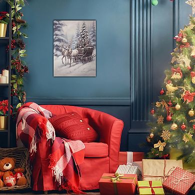 LumaBase Luminarias Reindeer Sleigh Ride Lighted Wall Art