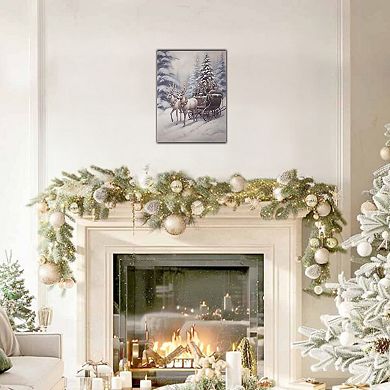 LumaBase Luminarias Reindeer Sleigh Ride Lighted Wall Art