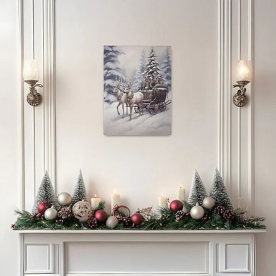 LumaBase Luminarias Reindeer Sleigh Ride Lighted Wall Art