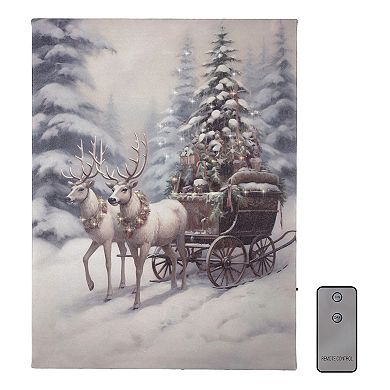 LumaBase Luminarias Reindeer Sleigh Ride Lighted Wall Art