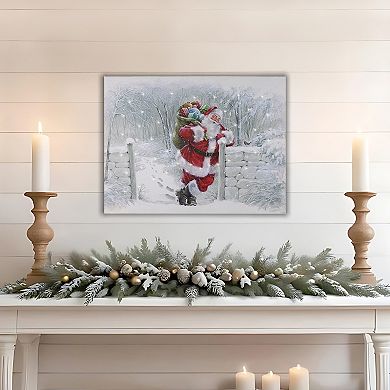 LumaBase Luminarias Snowy Santa Lighted Wall Art