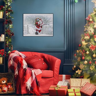 LumaBase Luminarias Snowy Santa Lighted Wall Art