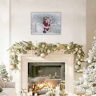 LumaBase Luminarias Snowy Santa Lighted Wall Art