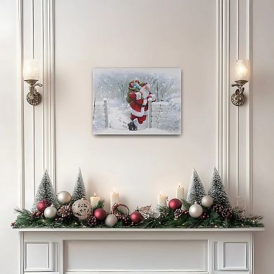 LumaBase Luminarias Snowy Santa Lighted Wall Art