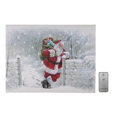 LumaBase Luminarias Snowy Santa Lighted Wall Art