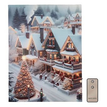 LumaBase Luminarias Christmas Town Lighted Wall Art