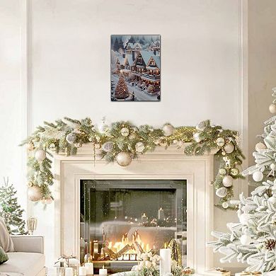 LumaBase Luminarias Christmas Town Lighted Wall Art