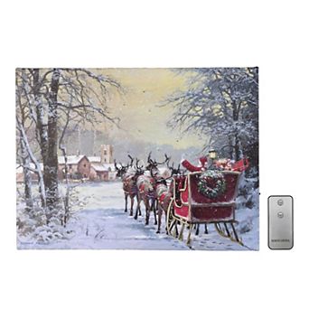 LumaBase Luminarias Santa's Sleigh Ride Lighted Wall Art