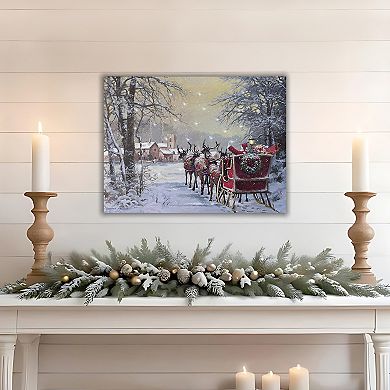 LumaBase Luminarias Santa's Sleigh Ride Lighted Wall Art