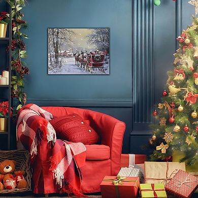 LumaBase Luminarias Santa's Sleigh Ride Lighted Wall Art