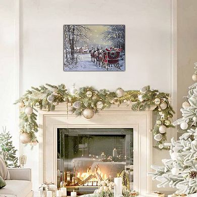 LumaBase Luminarias Santa's Sleigh Ride Lighted Wall Art