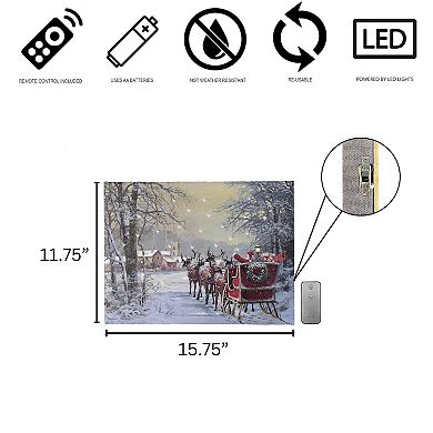 LumaBase Luminarias Santa's Sleigh Ride Lighted Wall Art
