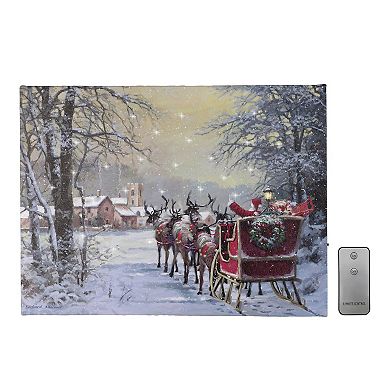 LumaBase Luminarias Santa's Sleigh Ride Lighted Wall Art