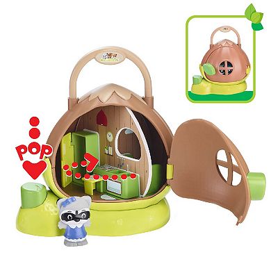 Idea Tank Timber Tots Hazelnut House Mini Home & Raccoon Figurine