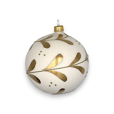 Discover Europe Made in Poland Gold Accents Glass Christmas Ornament Set of 4
