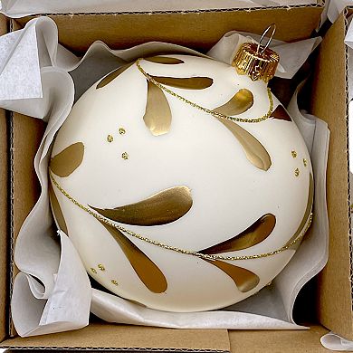 Discover Europe Made in Poland Gold Accents Glass Christmas Ornament Set of 4