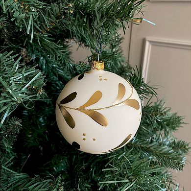 Discover Europe Made in Poland Gold Accents Glass Christmas Ornament Set of 4