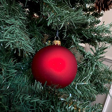 Discover Europe Made in Poland Red & Silver Glass Ball Christmas Ornament Set of 6