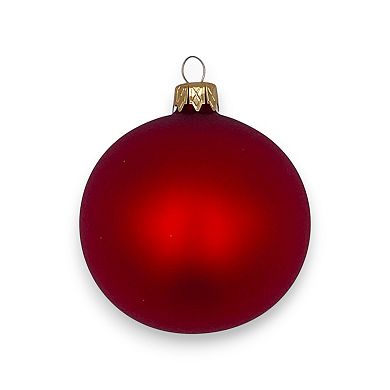 Discover Europe Made in Poland Red & Silver Glass Ball Christmas Ornament Set of 6