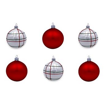 Discover Europe Made in Poland Line Design Glass Ball Christmas Ornament Set of 6