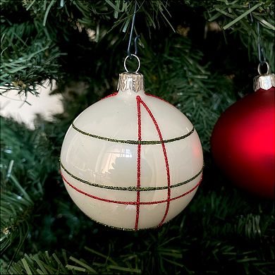 Discover Europe Made in Poland Line Design Glass Ball Christmas Ornament Set of 6