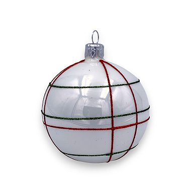 Discover Europe Made in Poland Line Design Glass Ball Christmas Ornament Set of 6