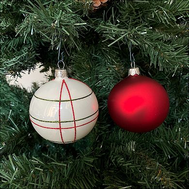Discover Europe Made in Poland Line Design Glass Ball Christmas Ornament Set of 6