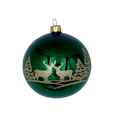 Discover Europe Made in Poland Reindeer & Evergreen Glass Christmas Ornament Set of 4