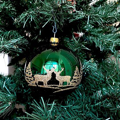 Discover Europe Made in Poland Reindeer & Evergreen Glass Christmas Ornament Set of 4