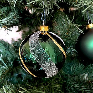 Discover Europe Made in Poland Green & Gold Glass Ball Christmas Ornaments Set of 6