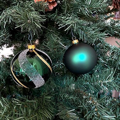 Discover Europe Made in Poland Green & Gold Glass Ball Christmas Ornaments Set of 6