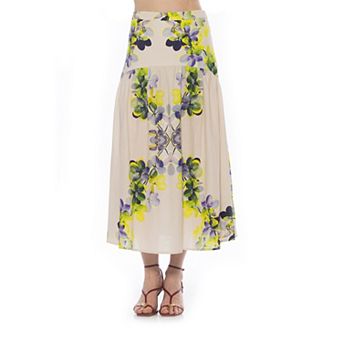 Women's ALEXIA ADMOR Michel Dropped Waist Midi Shirred Skirt