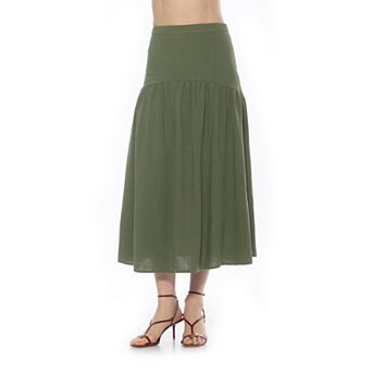 Women's ALEXIA ADMOR Michel Dropped Waist Midi Shirred Skirt