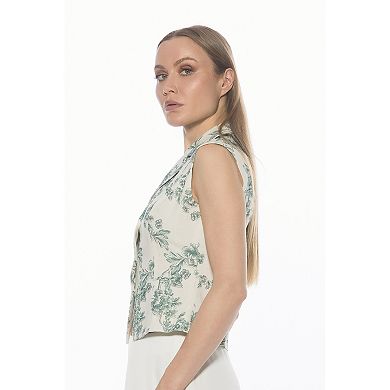 Women's ALEXIA ADMOR Collared Button Down Sleeveless Vest Top