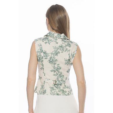 Women's ALEXIA ADMOR Collared Button Down Sleeveless Vest Top
