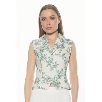 Women's ALEXIA ADMOR Collared Button Down Sleeveless Vest Top