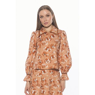 Women's ALEXIA ADMOR Long Sleeve Dropped Contrast Collar Blouse