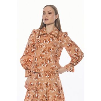 Women's ALEXIA ADMOR Long Sleeve Dropped Contrast Collar Blouse